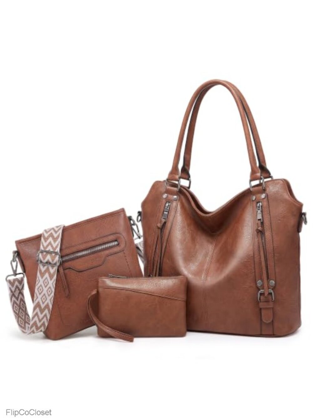 3PC PU Leather Hobo Purse and Crossbody Bag Wallet Set
